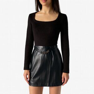 Vintage Versace Jeans Couture 90s Black Faux Leather Dress Medusa Belt 42